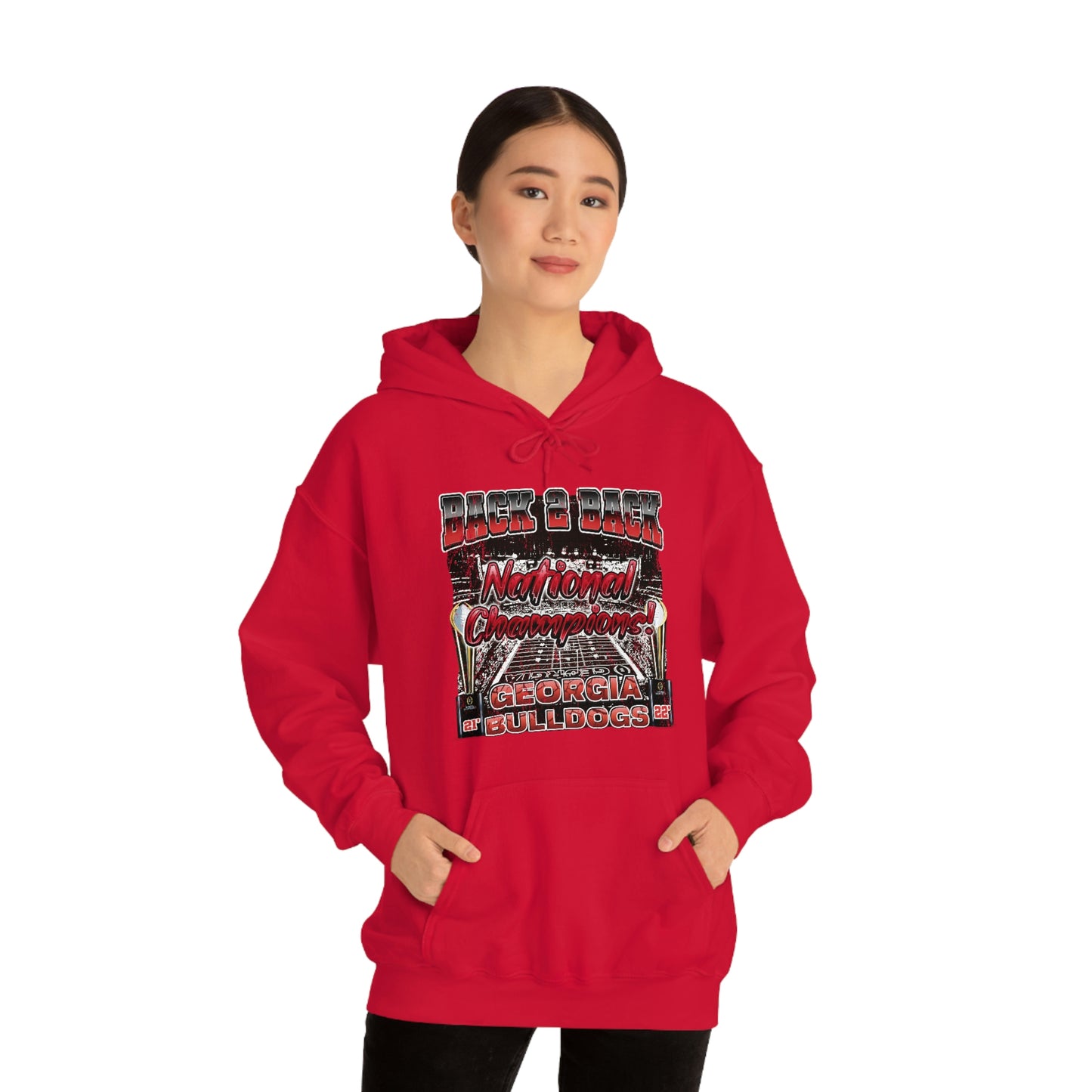 Georgia Bulldogs National Champions Back 2 Back Unisex Heavy Blend™ Hooded Sweatshirt