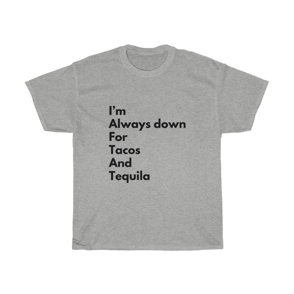 Tacos and Tequila Taco Tuesday Party Festival Unisex Heavy Cotton Tee