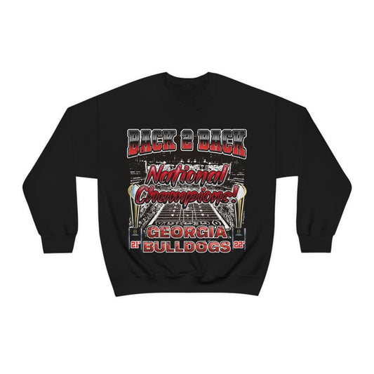 Georgia Bulldogs National Champions Back 2 Back Unisex Heavy Blend™ Crewneck Sweatshirt
